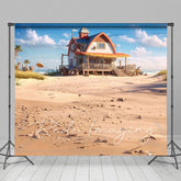 Lofaris Natural Sandy Beach House Summer Photography Backdrop
